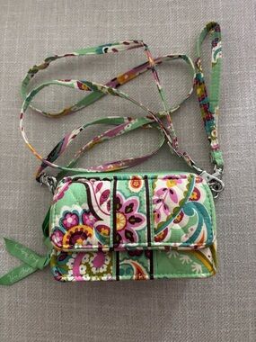 Vera Bradley Mint Paisley Quilted Crossbody with Multicolor Floral Print